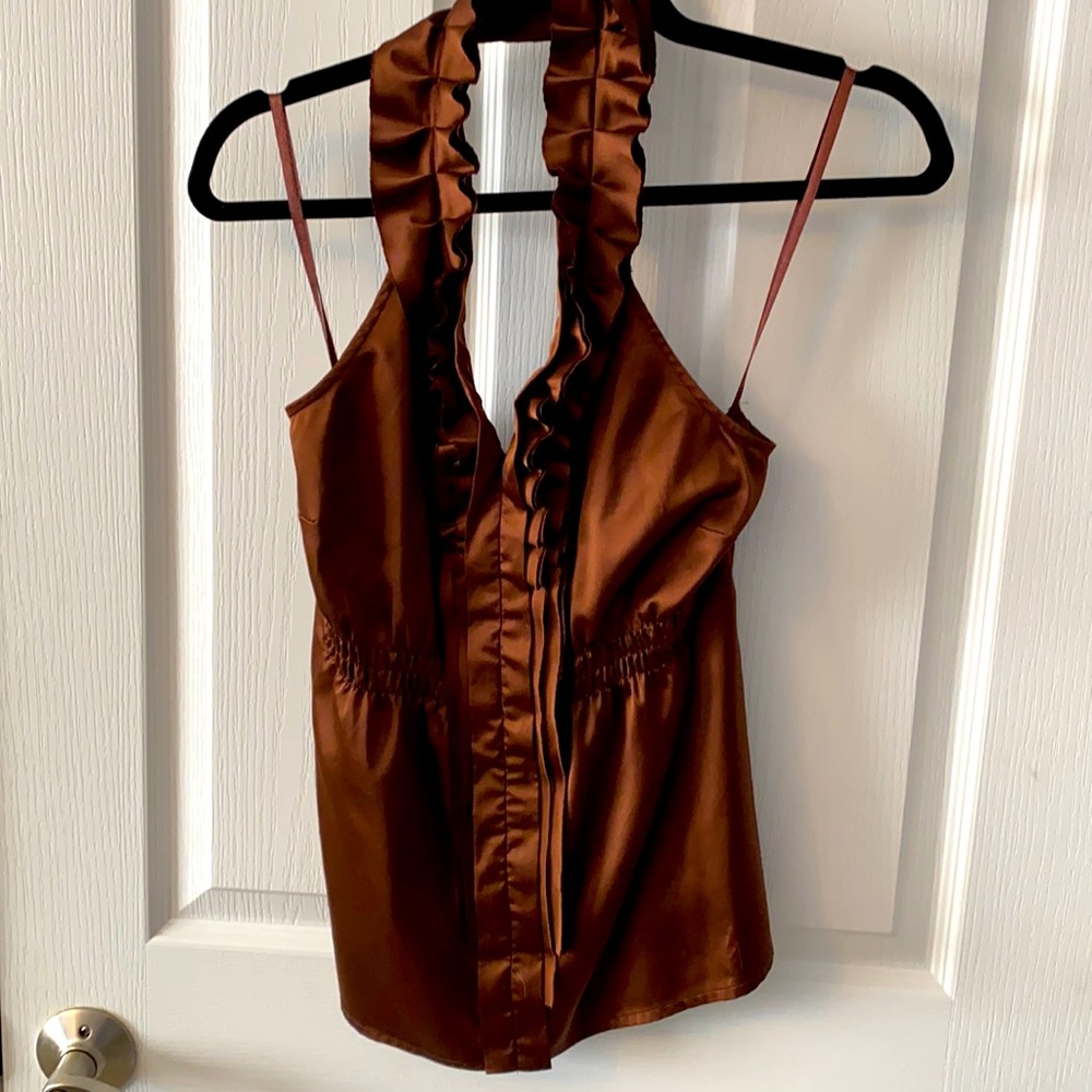 Bronze charmeuse halter top